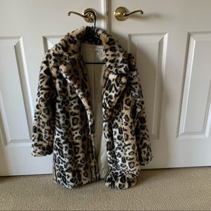 Faux fur leopard women’s coat size small